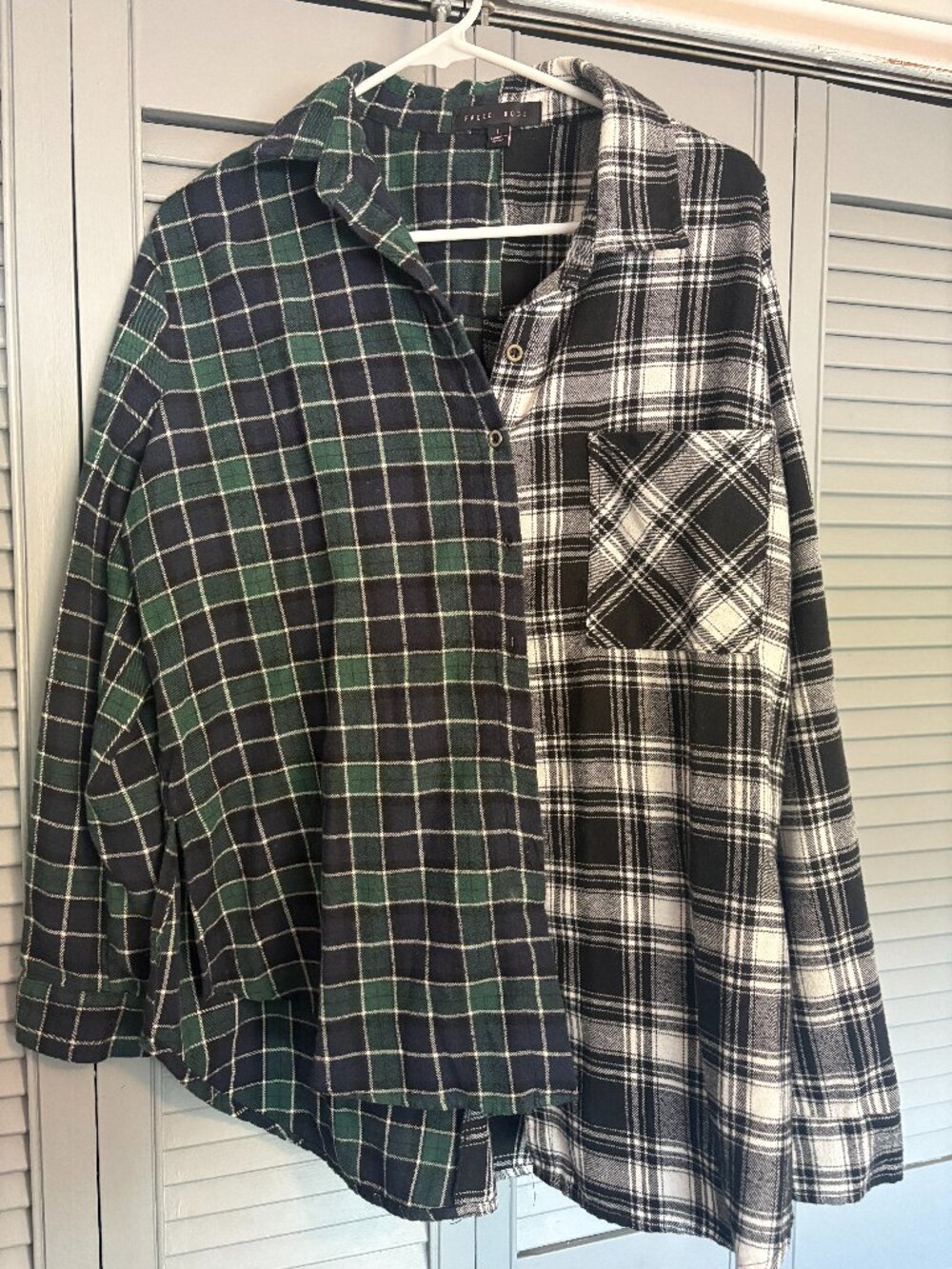 Plaid half and half shirt